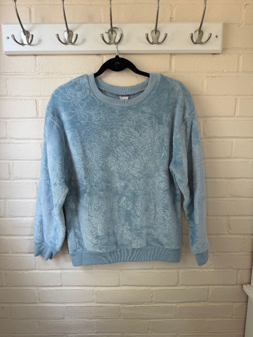 Disney | Lilo & Stitch Plush Velvet Juniors Blue Crew Sweatshirt | Small 3-5